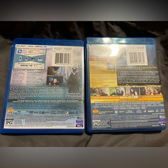 Disney DVD Blu Ray Bundle Maleficent Into The Woods - Picture 2 of 2